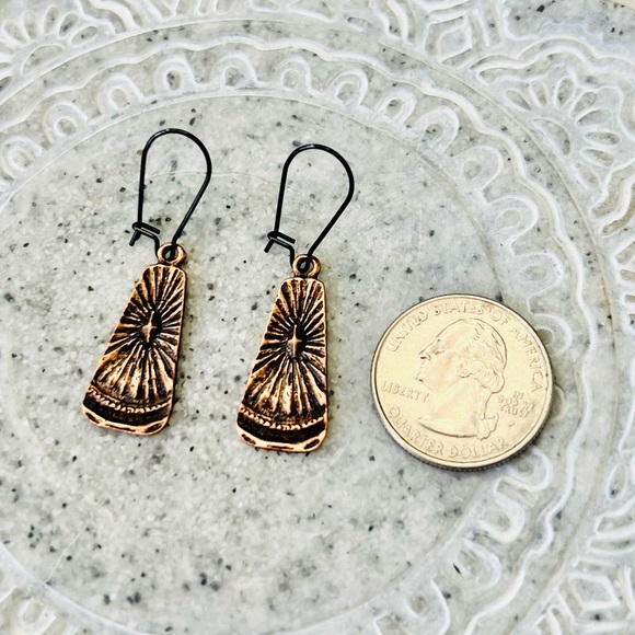 Rustic Star Copper Earrings, Handmade by Wandering Bunny LLC - Picture 4 of 10